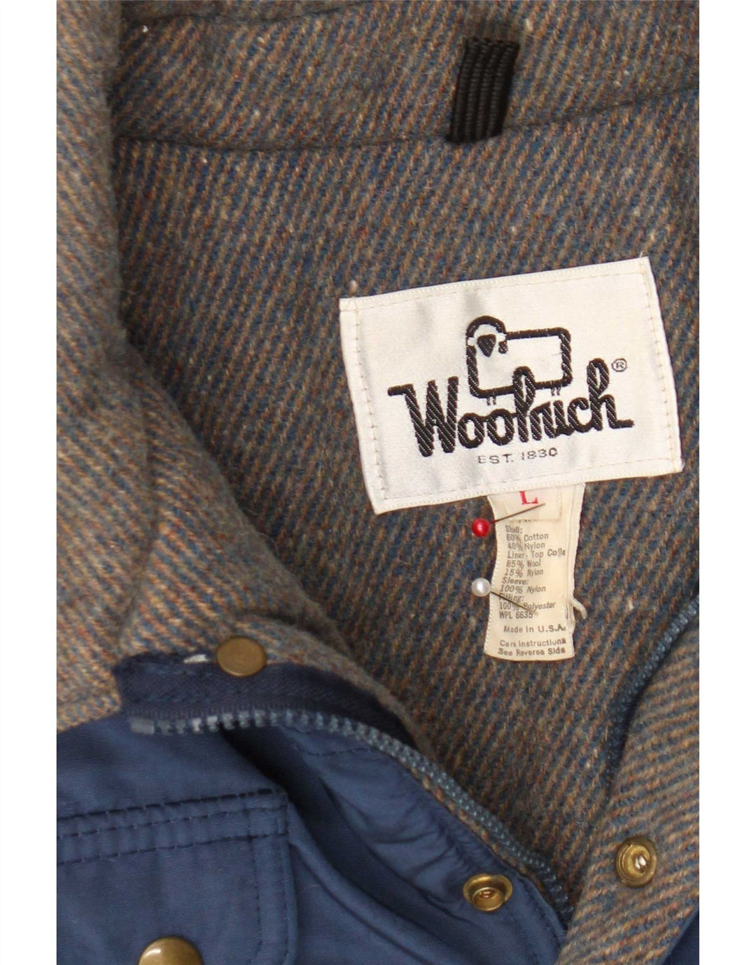 Woolrich Herren Bomberjacke UK 40 Große marineblaue Baumwolle