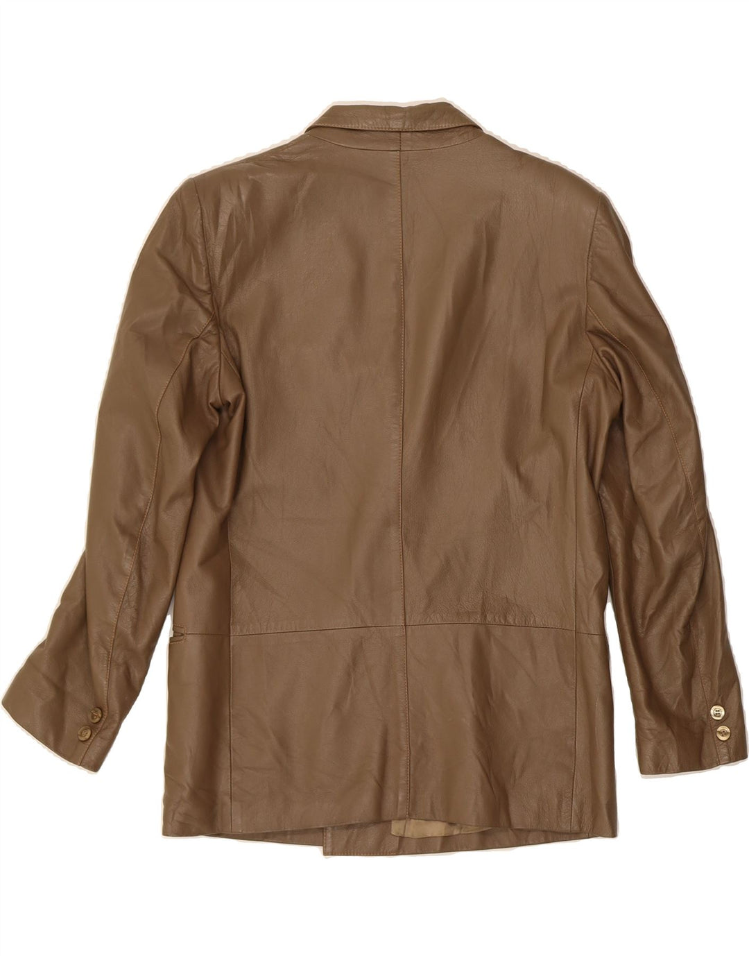 VINTAGE Mens Leather Double Breasted Blazer Jacket IT 46 Small Brown Vintage Vintage and Second-Hand Vintage from Messina Hembry 