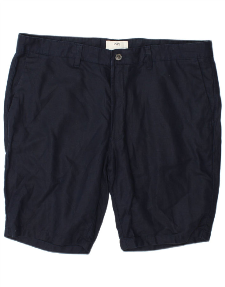 Marks & Spencer Herren Chinoshorts W38 XL Marineblau Baumwolle