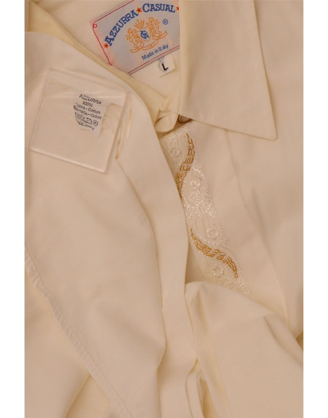 AZZURRA Herrenhemd, groß, cremefarbene Baumwolle