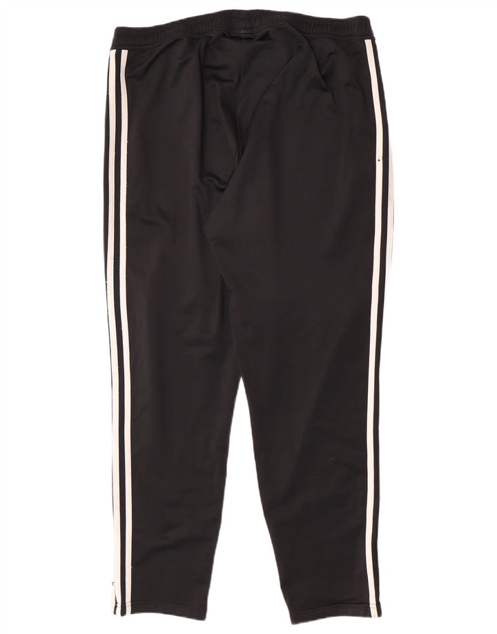 Adidas Herren-Trainingshose, groß, schwarzes Fischgrätenmuster aus Polyester