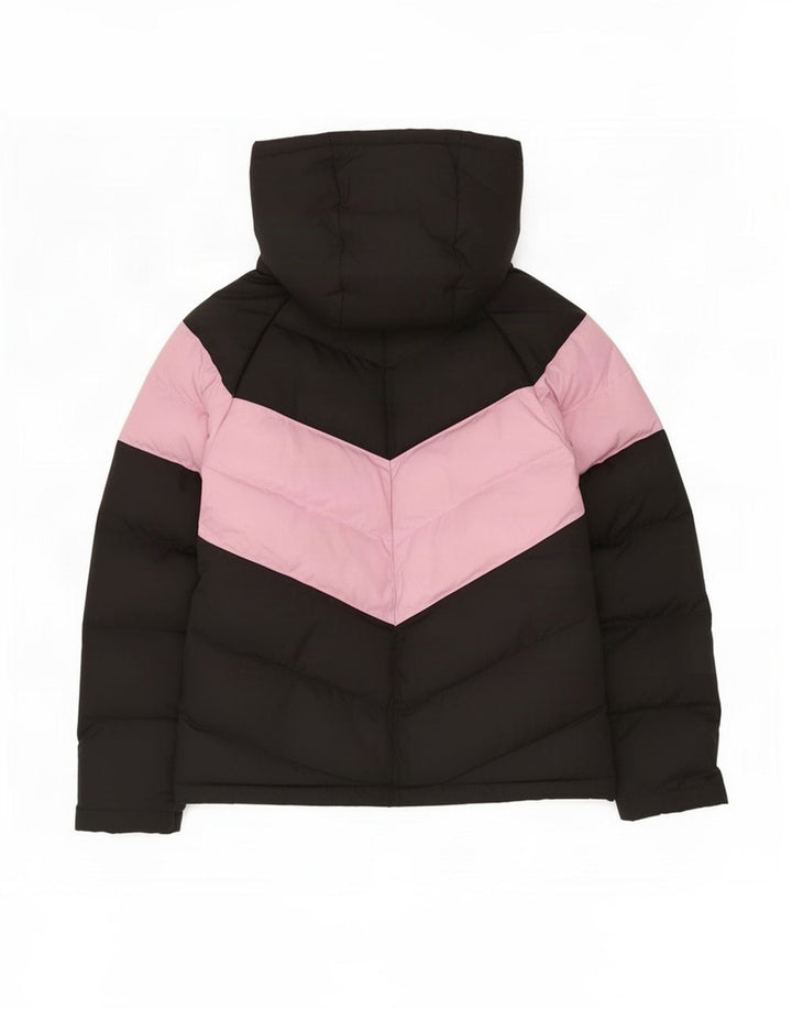 Nike Mädchen-Kapuzenjacke, gepolstert, 8–9 Jahre, Größe S, Schwarz, Colourblock-Polyester