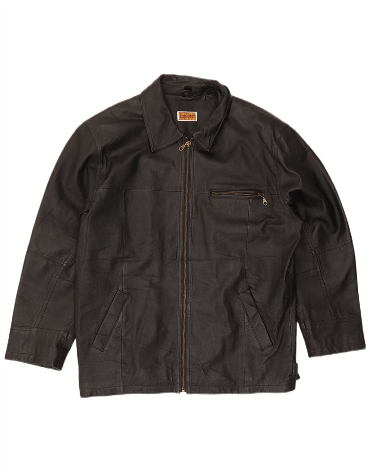 Explorer Herren Lederjacke UK 38 Mittelschwarzes Leder