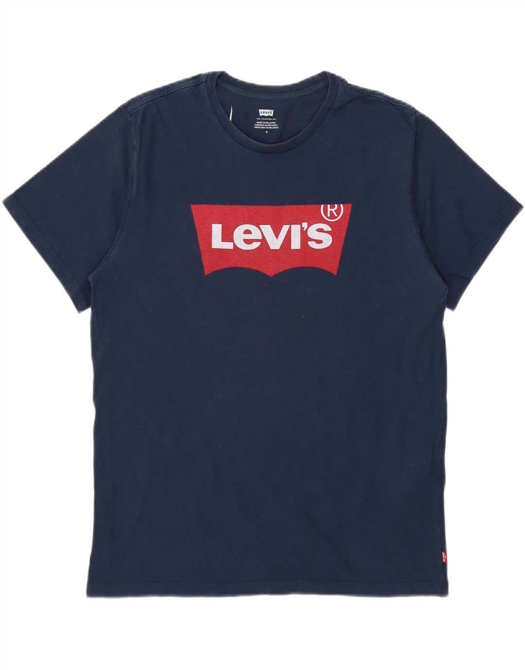 LEVI'S Mens Graphic T-Shirt Top Medium Navy Blue Cotton Vintage Levi's and Second-Hand Levi's from Messina Hembry 