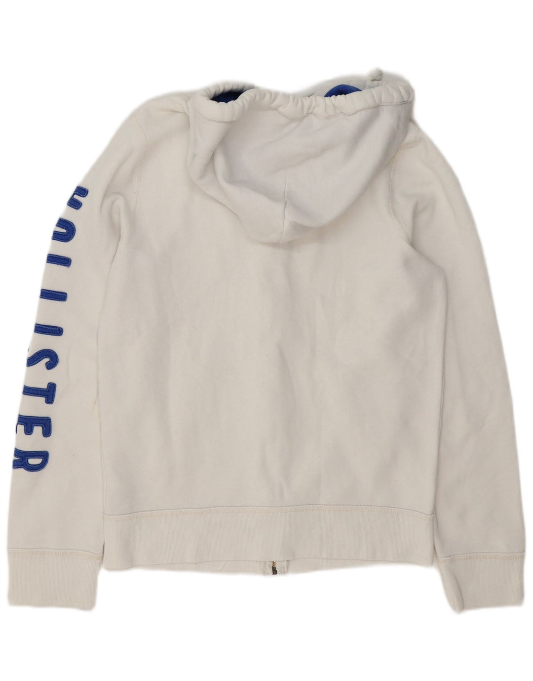 Hollister Herren-Kapuzenpullover mit grafischem Reißverschluss, mittelweiße Baumwolle