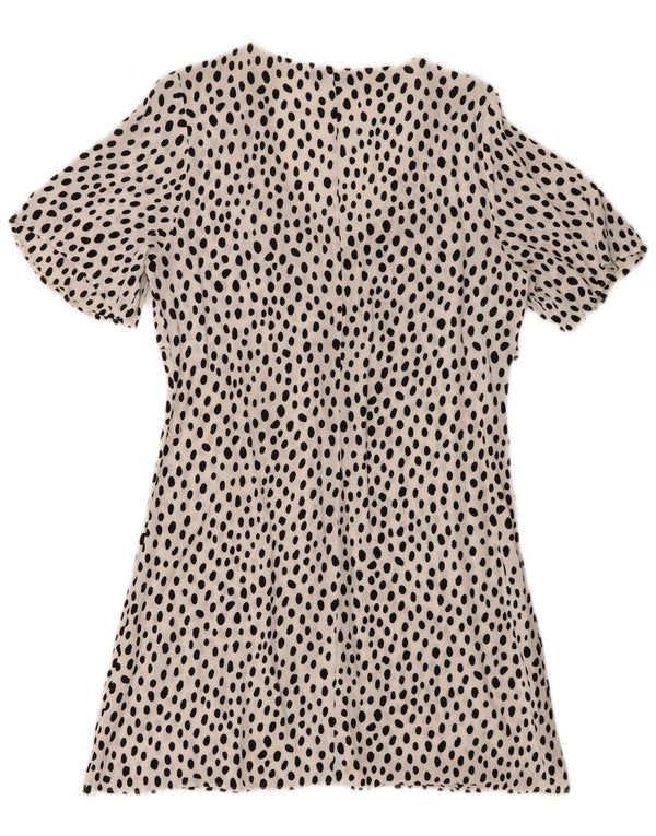 Zara Damen A-Linien-Kleid UK 10 Small Weiß meliert