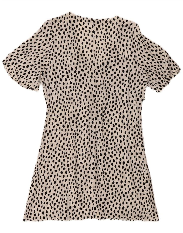 Zara Damen A-Linien-Kleid UK 10 Small Weiß meliert