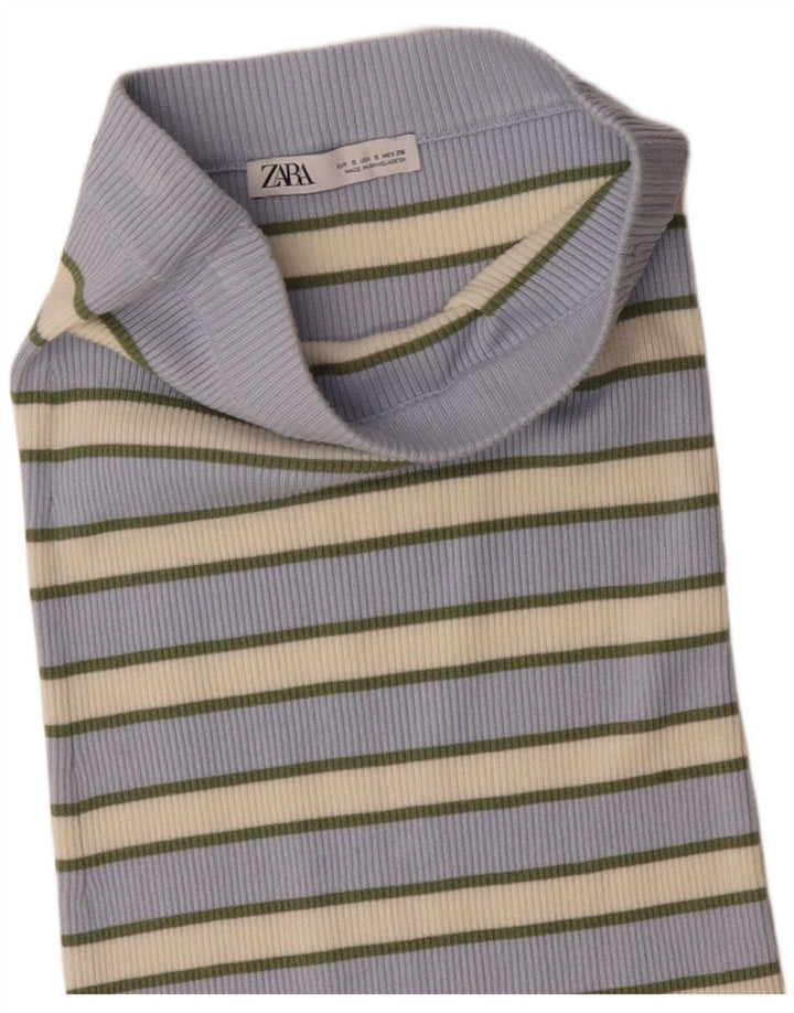 Zara Damen-Strickrock, gerade, Größe S, W26, blau gestreift