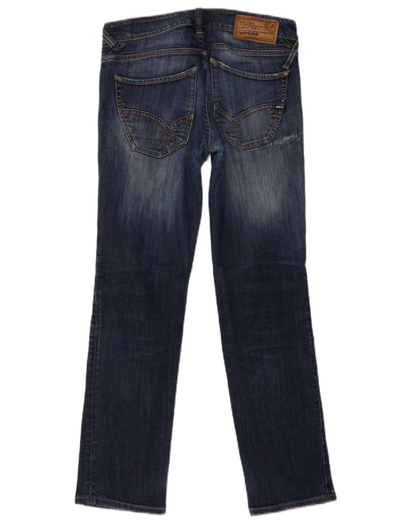 Gas Damen Straight Jeans W30 L29 Blaue Baumwolle