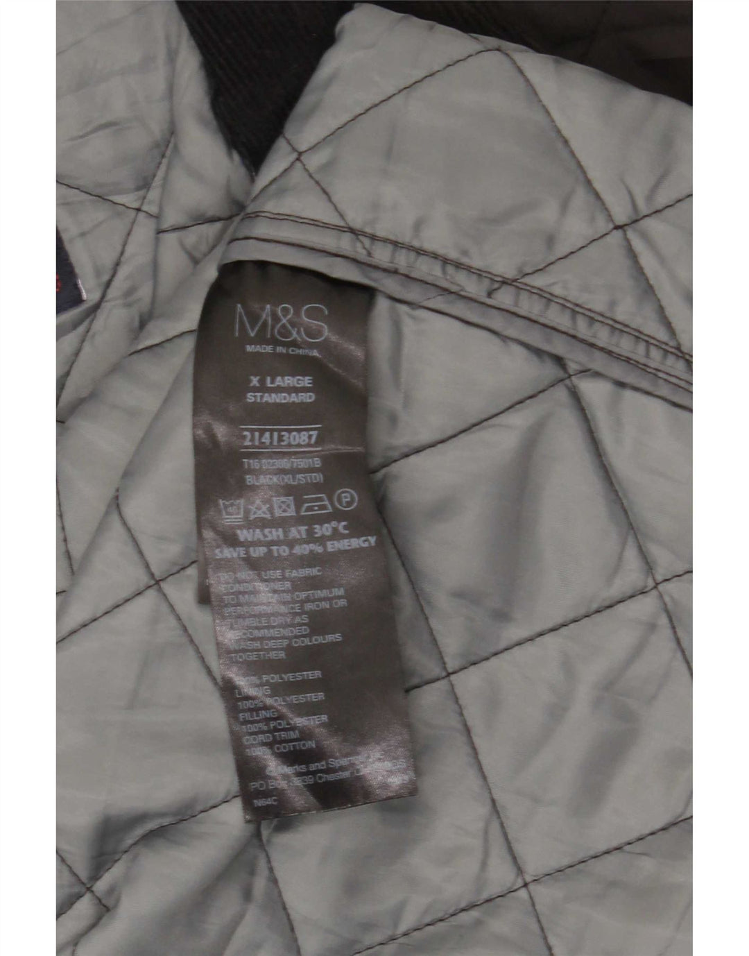 Marks & Spencer Herren Steppjacke UK 42 XL Schwarz Polyester