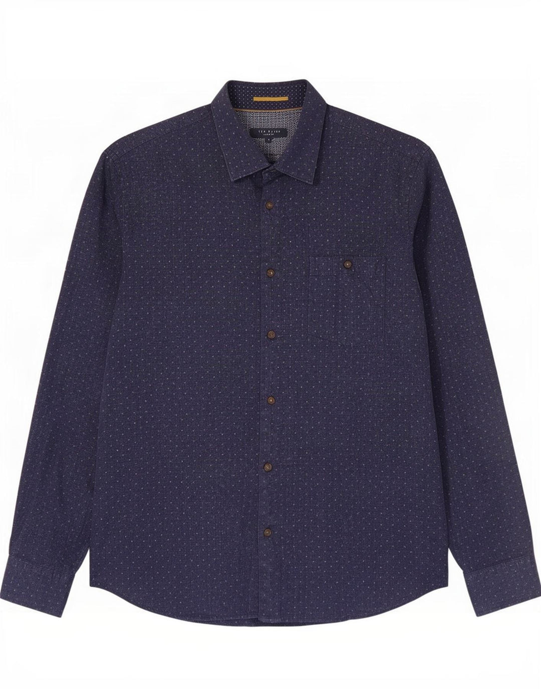 Ted Baker Herrenhemd, Größe 4, groß, marineblau gepunktete Baumwolle