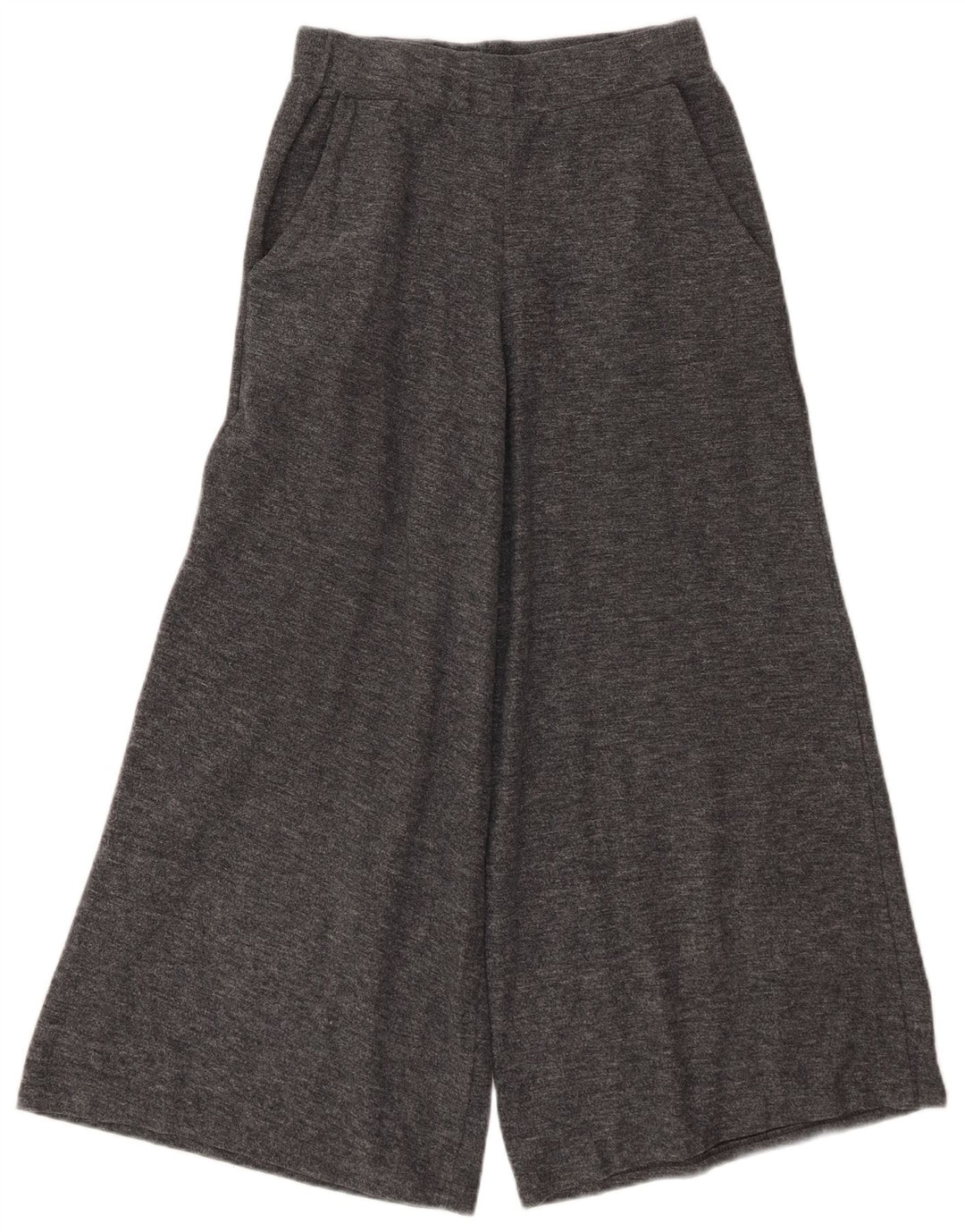 Zara Damen-Hose mit weitem Bein, kurz geschnitten, Größe S, W26, L24, Grau, Polyester