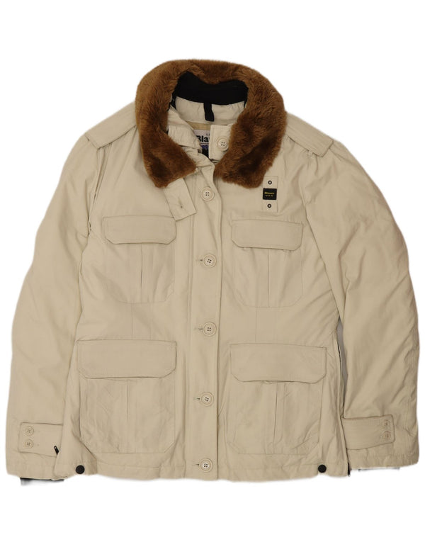 Blauer Womens Military Padded Jacket UK 18 XL Beige Nylon