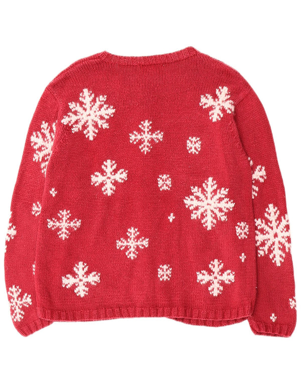Eddie Bauer Damen Strickjacke Pullover UK 16 Large Red Fair Isle Ramie