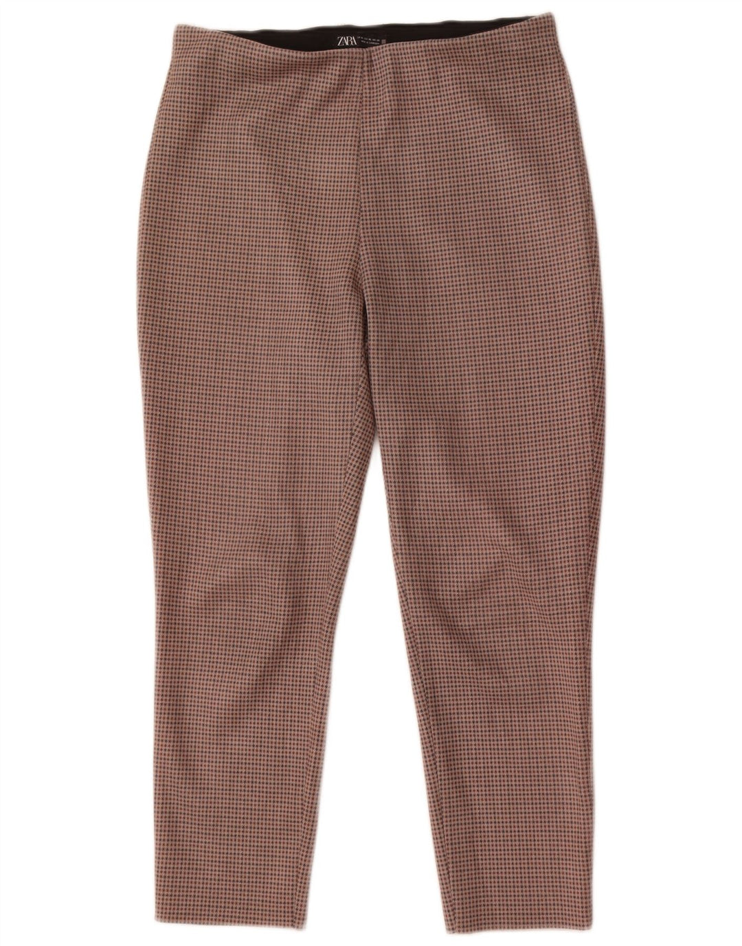 Schmale, kurze Hose für Damen von Zara, XL, W32, L26, Beige mit Hahnentrittmuster