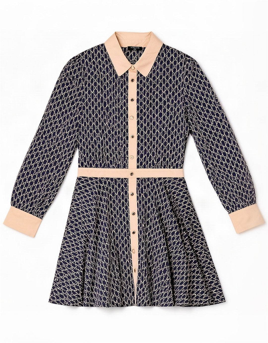 Guess By Marciano Damen-Kleid mit abstraktem Muster in A-Linie, US 6 Medium Navy Blu