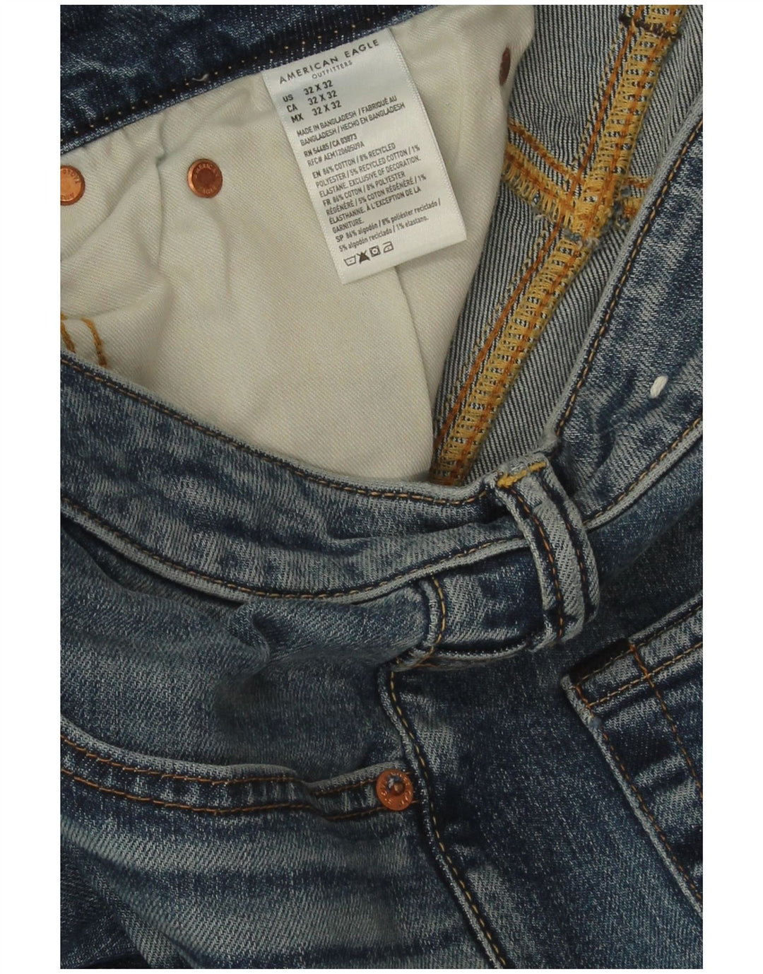 American Eagle Herren Airflex Straight Jeans W32 L32 Blaue Baumwolle