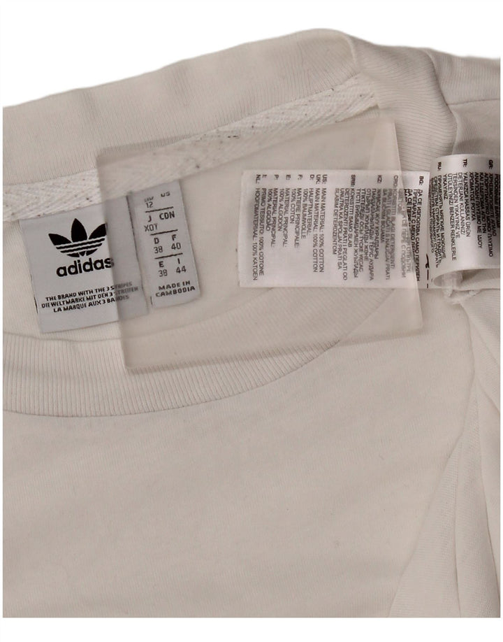 Adidas Damen T-Shirt Top UK 12 Mittelweiße Baumwolle