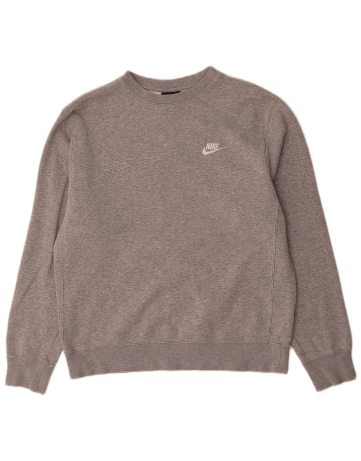 Nike Herren-Sweatshirt-Pullover aus mittelgrau gefleckter Baumwolle