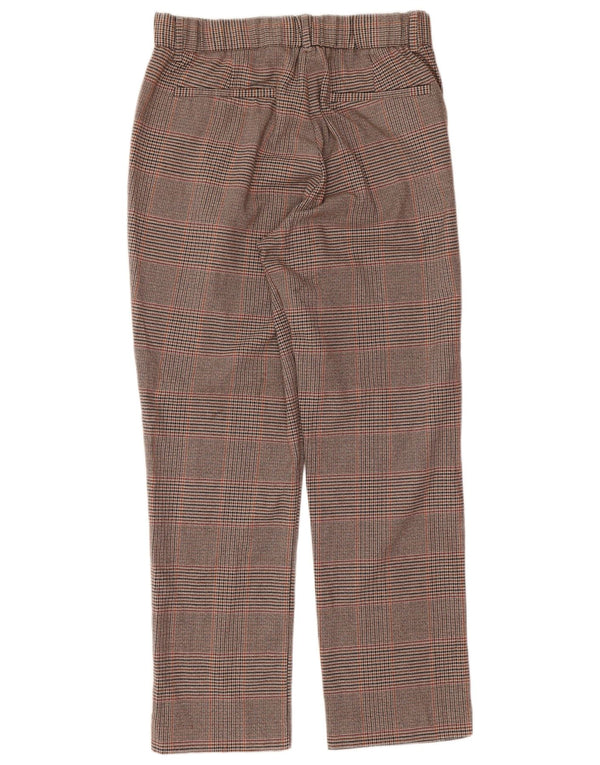 Gerade geschnittene Damenhose von Zara, Größe L, W30, L24, brauner Hahnentrittmuster