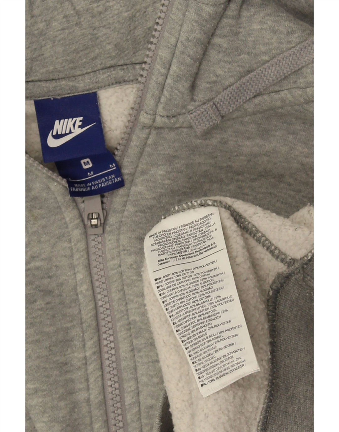 NIKE Herren-Kapuzenpullover mit Reißverschluss, mittelgrau gesprenkelte Baumwolle
