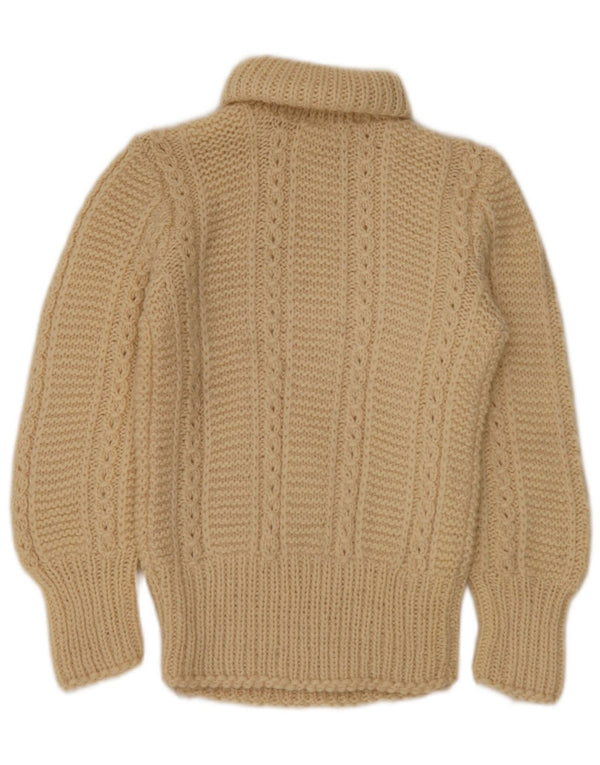 Vintage Damen Rollkragenpullover Pullover UK 2 2XS Beige