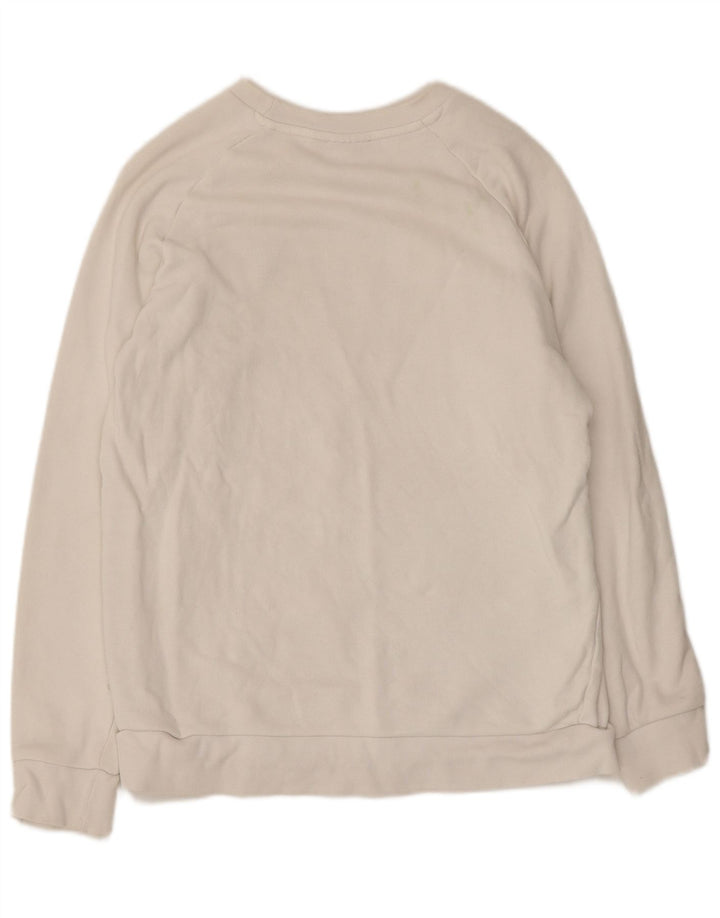 Adidas übergroßer Damen-Sweatshirt-Pullover, UK 10, Größe S, weiße Baumwolle