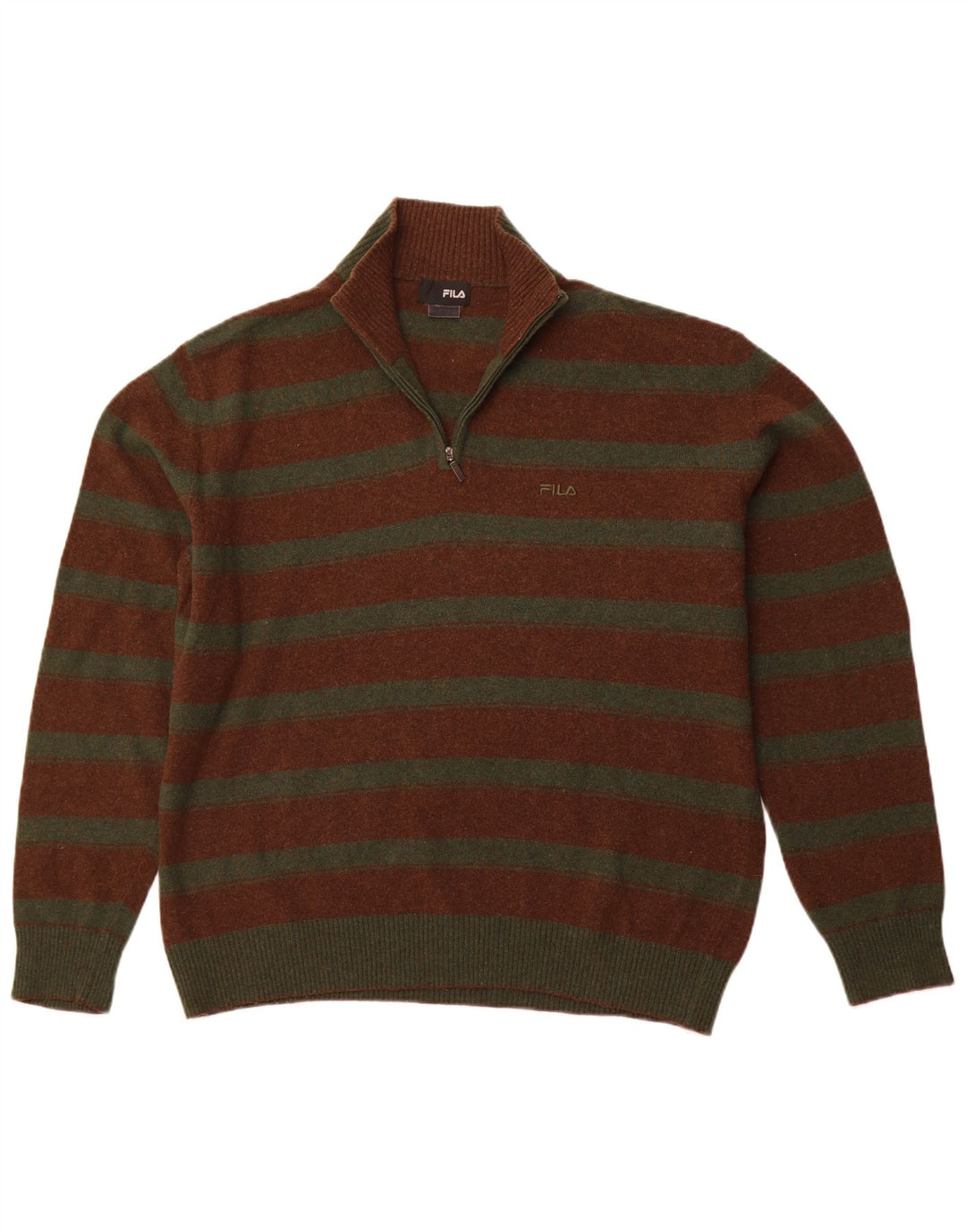 FILA Herren-Pullover mit Reißverschluss, XL, braun gestreift