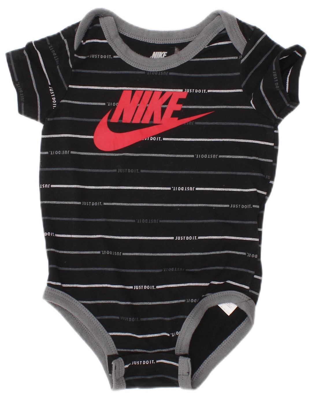 NIKE Baby-Jungen-Body mit Grafik, 6–9 Monate, schwarz gestreift, Baumwolle