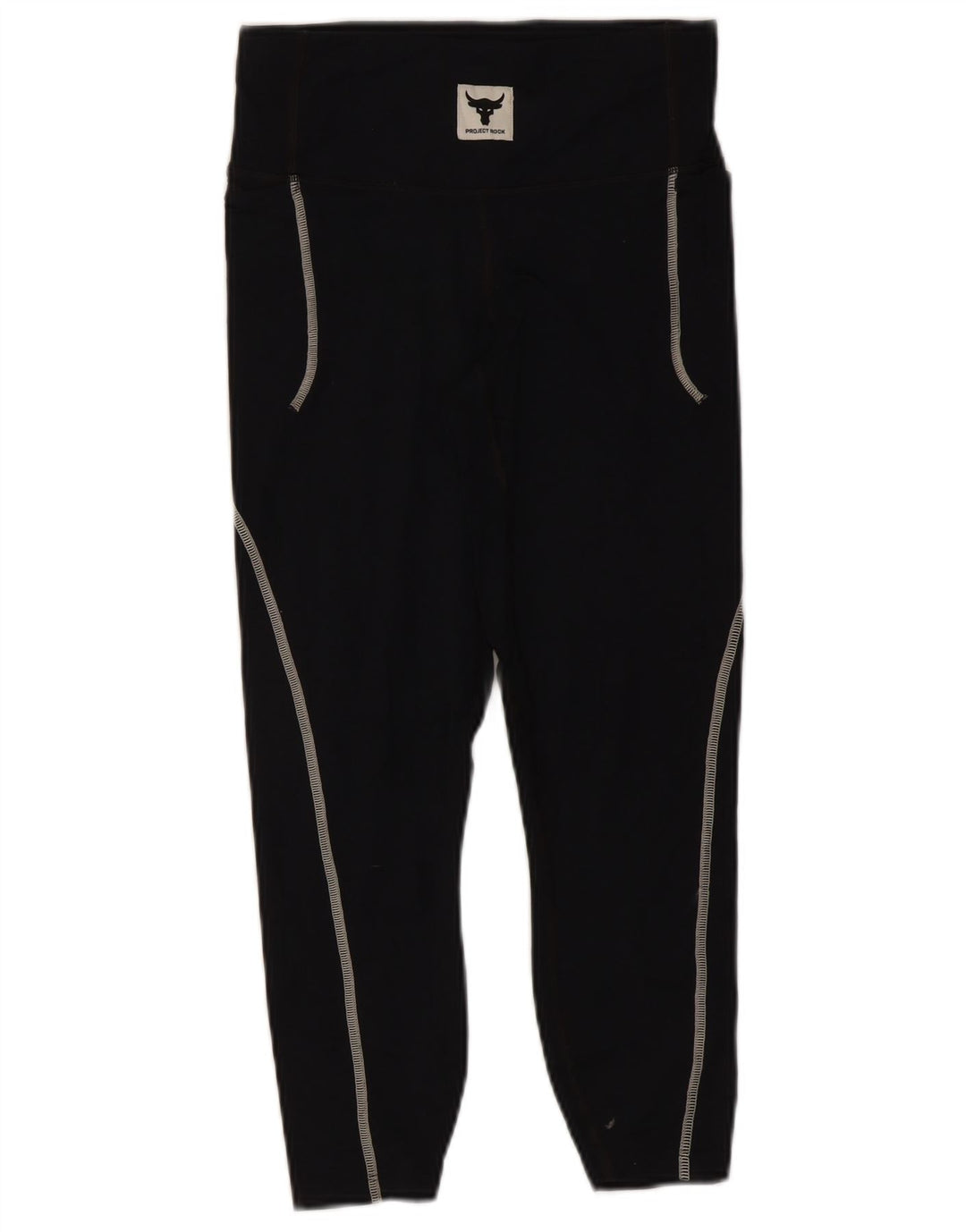 Under Armour Womens Project Rock Capri Leggings UK 8 Small Schwarzes Nylon