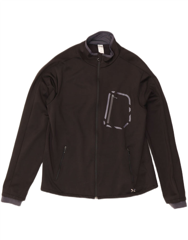 Vintage Herren-Trainingsanzug-Top-Jacke, großes schwarzes Polyester