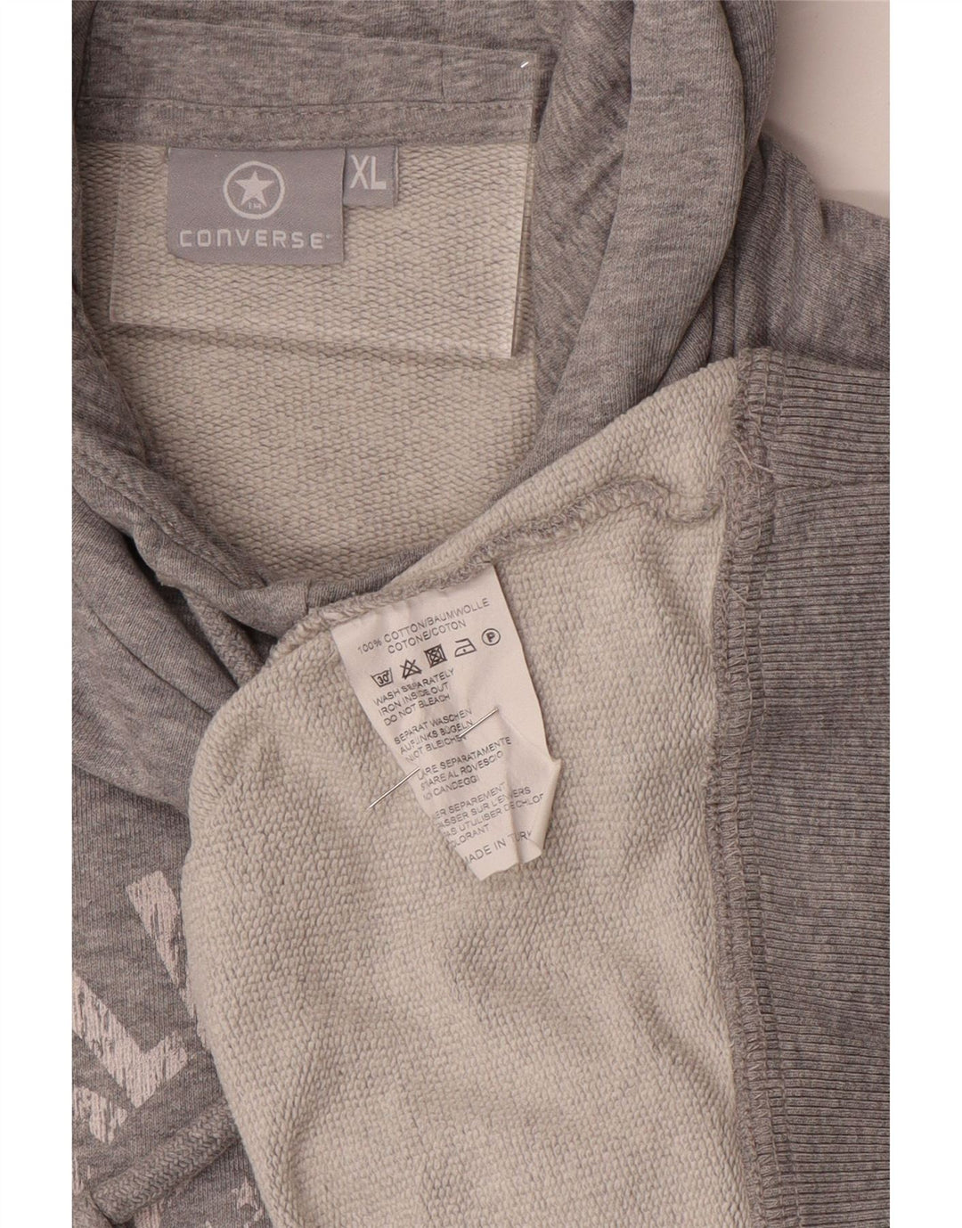 CONVERSE Damen All Star Longline Graphic Hoodie Pullover UK 18 XL Grau