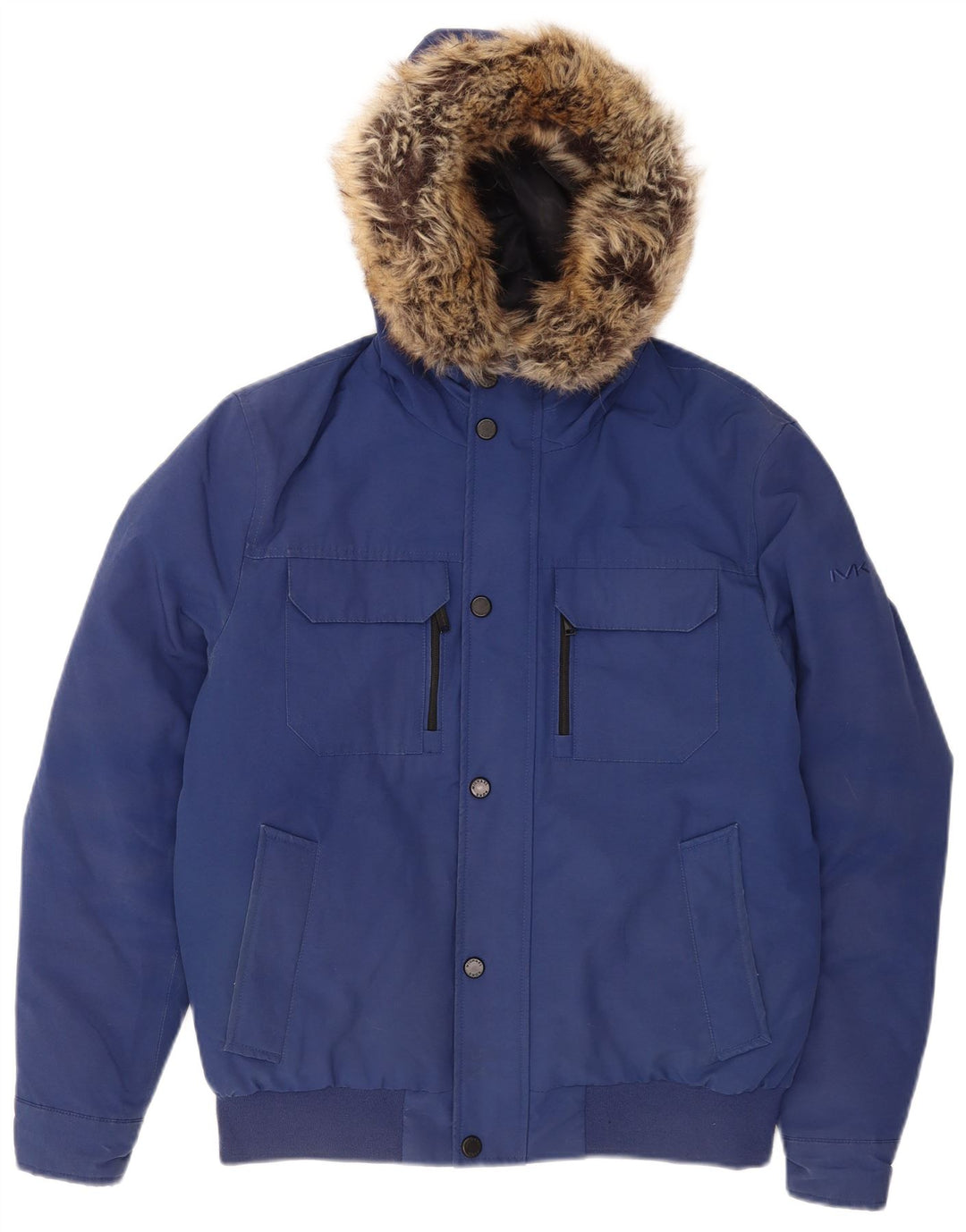 Michael Kors Herren-Bomberjacke mit Kapuze, gepolstert, UK 36, Größe S, blau, Polyester