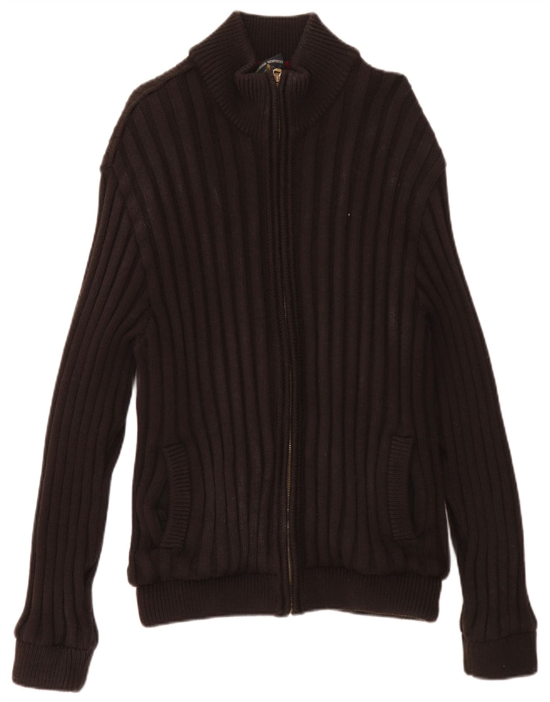 Amerigo Vespucci Herren-Cardigan mit durchgehendem Reißverschluss Mittelbraun