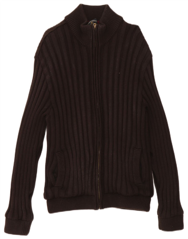 Amerigo Vespucci Herren-Cardigan mit durchgehendem Reißverschluss Mittelbraun