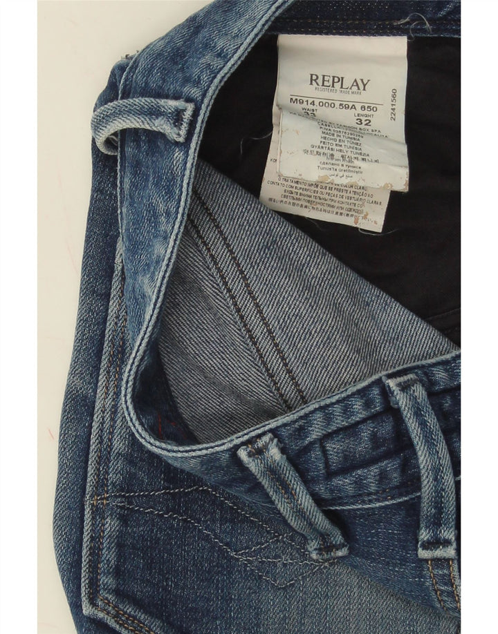 Replay Herren Slim Jeans W33 L32 Blaue Baumwolle