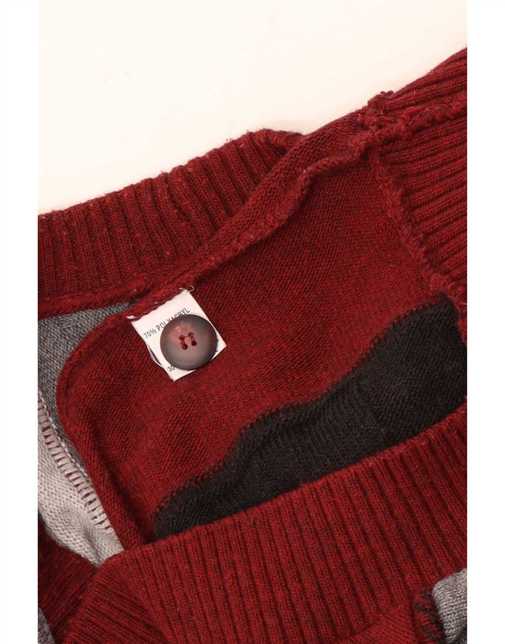 Vintage Herren-Cardigan-Pullover, groß, mehrfarbig, gestreift, Acryl