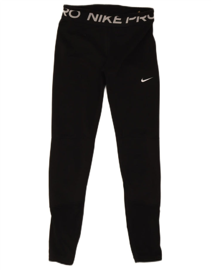 Nike Damen Dri Fit Graphic Leggings UK 14 Large Schwarz Polyester