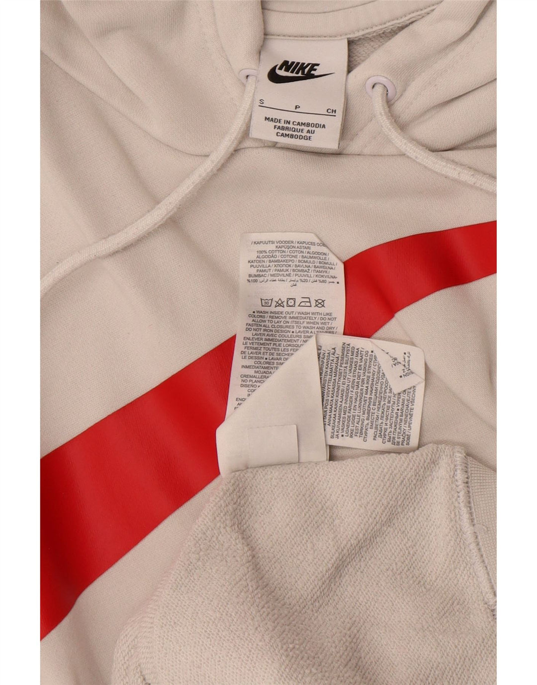 Nike Herren-Kapuzenpullover mit Grafik, Größe S, weiße Baumwolle