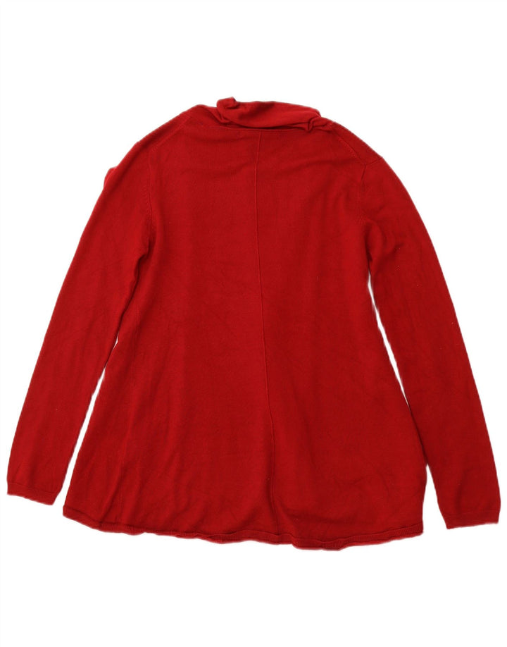 ZARA Womens Open Cardigan Sweater UK 10 Small Red Viscose