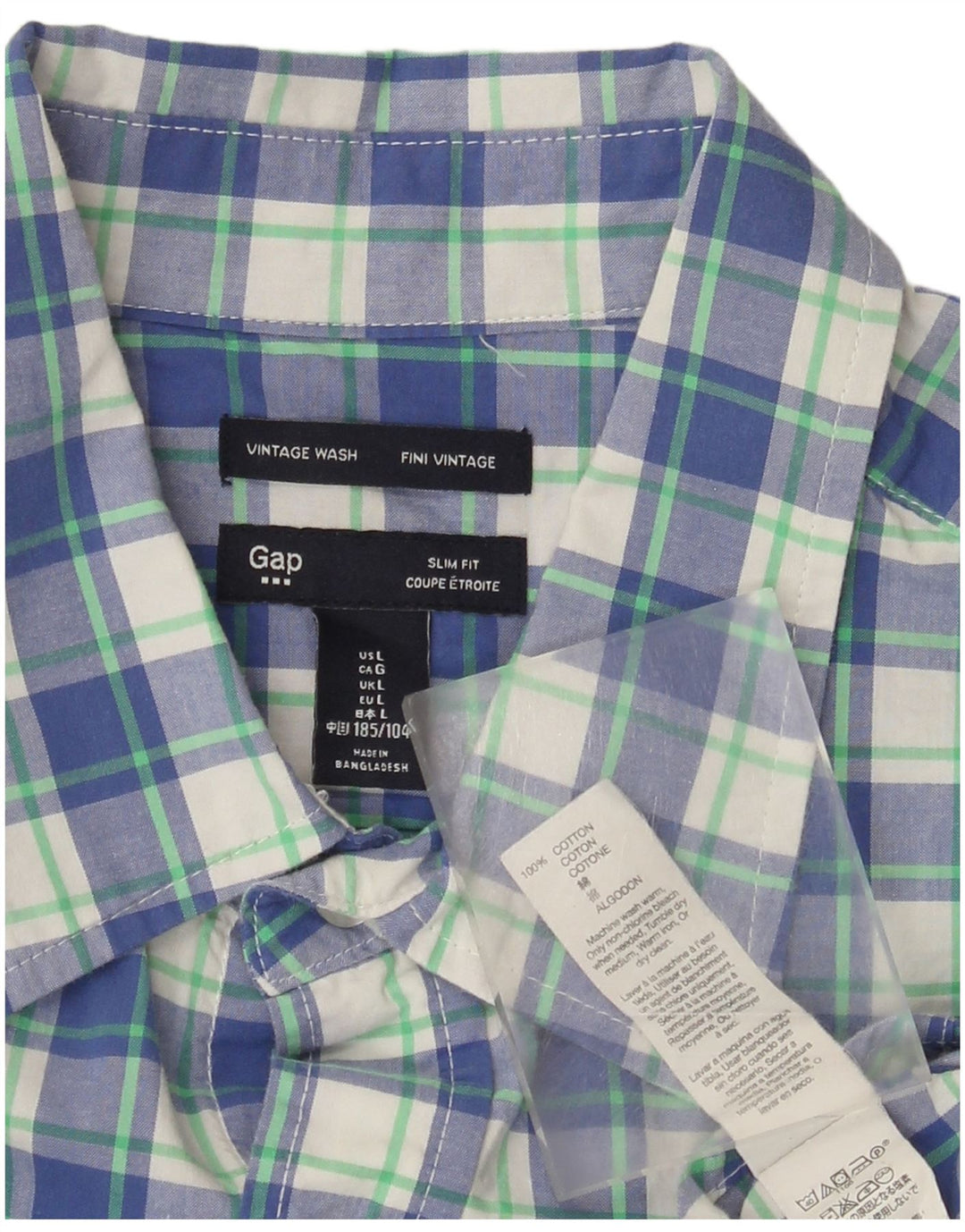 Gap Slim-Fit-Hemd für Herren, groß, blau kariert, Baumwolle