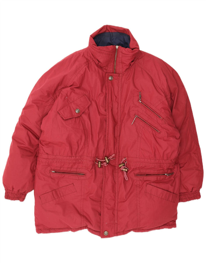 Vintage Herren Übergroße wendbare gepolsterte Jacke UK 40 Large Rot