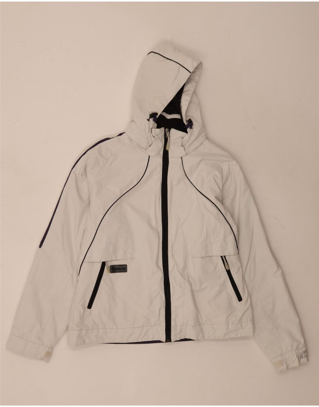 Brugi Wattierte Damenjacke mit Kapuze, UK 14, Mittelweiß, Polyamid
