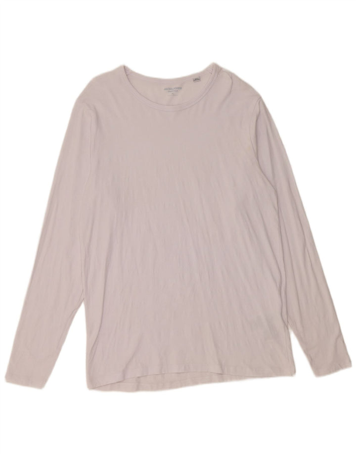 Jack & Jones Herren-Top, langärmelig, XL, weiße Baumwolle