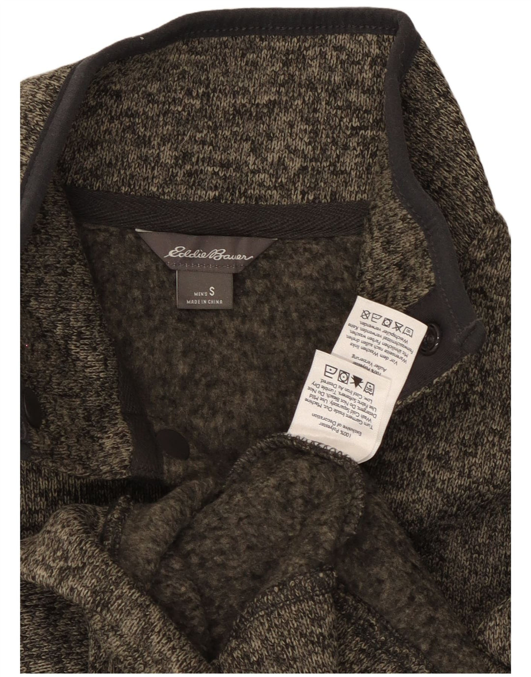 Eddie Bauer Herren-Sweatshirt mit Knopfkragen, klein, grau geflecktes Polyester