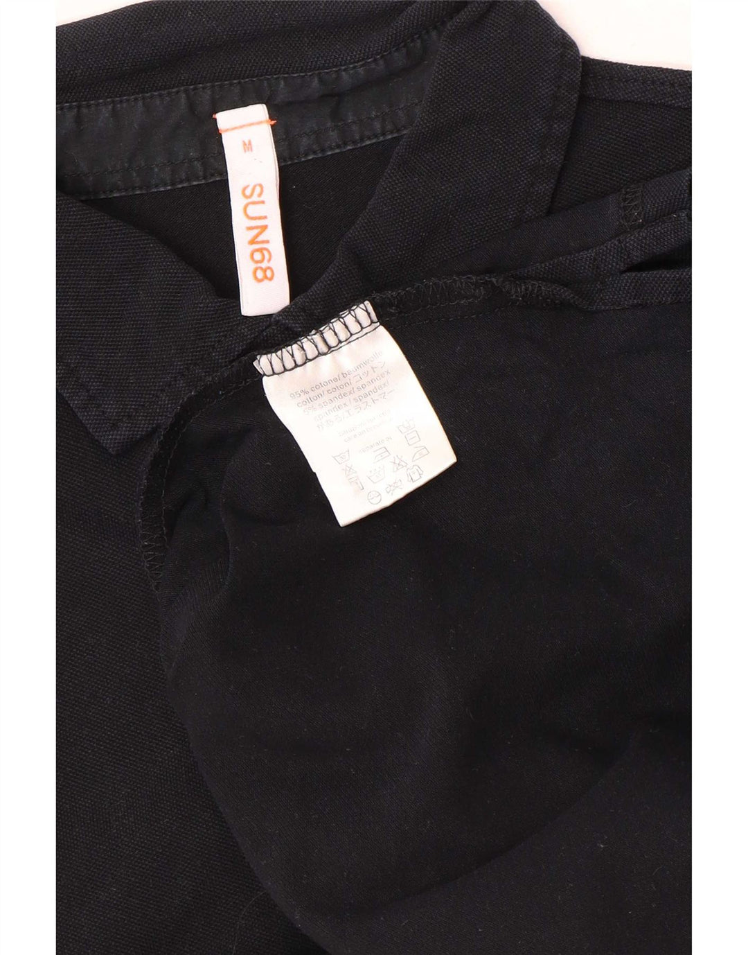 Sun68 Herren-Poloshirt aus mittelschwarzer Baumwolle