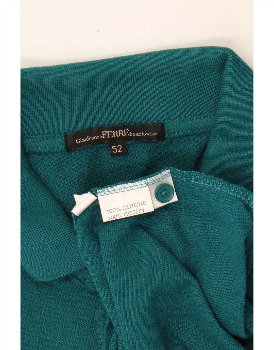 GIANFRANCO FERRE Mens Polo Shirt IT 52 Large Green Cotton