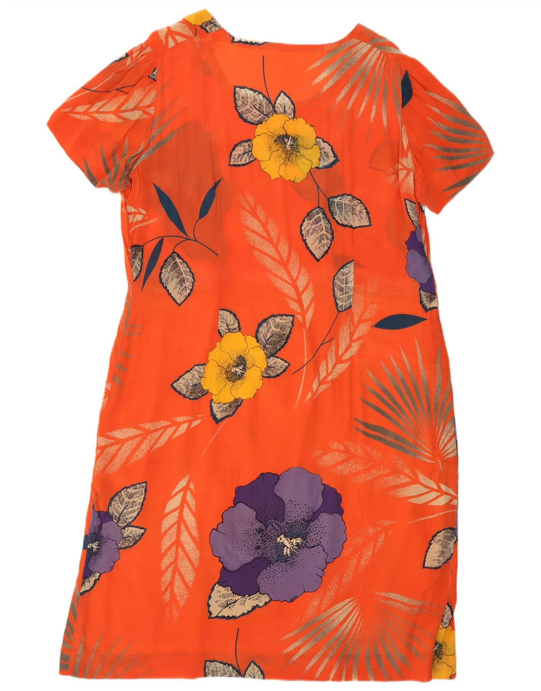 Vintage Damen Etuikleid UK 12 Medium Orange Floral