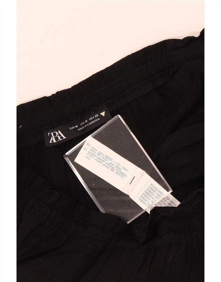 Zara Damen Flare Freizeithose Medium W32 L32 Schwarze Viskose