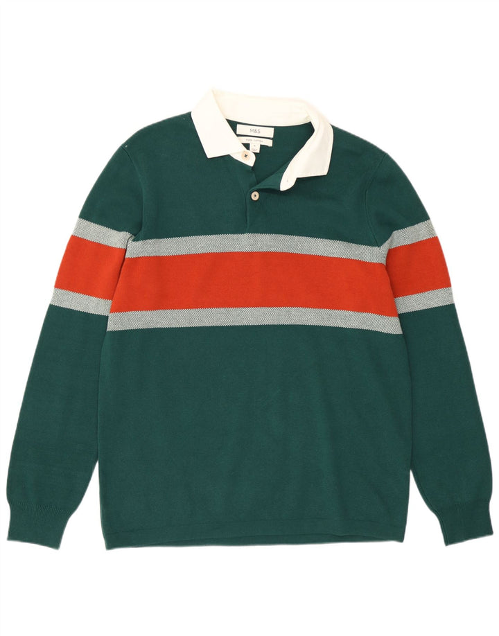 Marks & Spencer Herren-Pullover mit Rollkragen, Mittelgrün, Farbblock